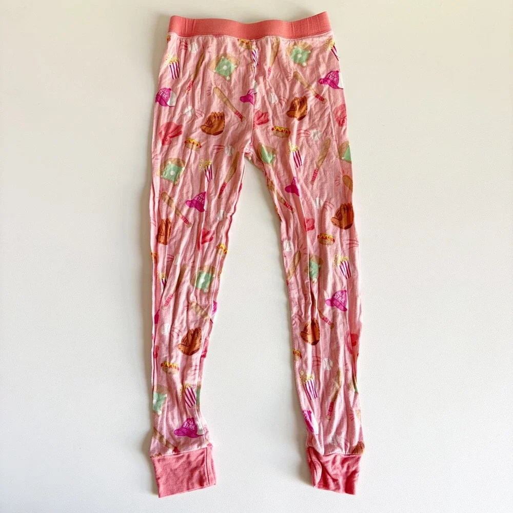 Little Sleepies Girls Pink Baseball All Star Sporty Bamboo Pajama Set Size 5/6